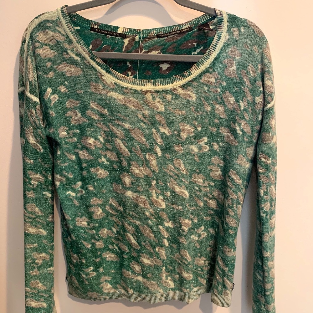 Scotch & Soda Green Animal Print Sweater Size 1